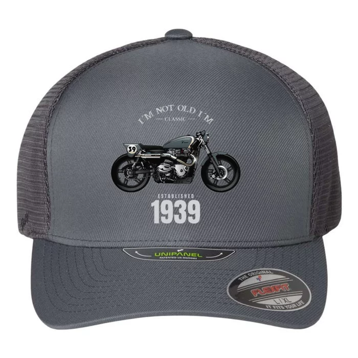 85th Birthday Gift Man Motorcycle Motorcyclist Biker 1939 Flexfit Unipanel Trucker Cap