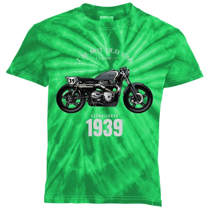 85th Birthday Gift Man Motorcycle Motorcyclist Biker 1939 Kids Tie-Dye T-Shirt