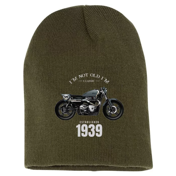 85th Birthday Gift Man Motorcycle Motorcyclist Biker 1939 Short Acrylic Beanie