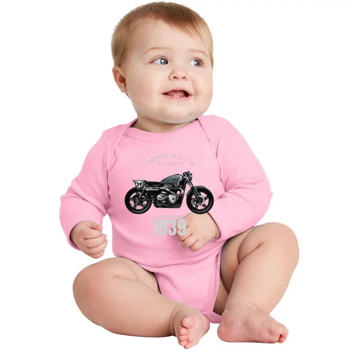 85th Birthday Gift Man Motorcycle Motorcyclist Biker 1939 Baby Long Sleeve Bodysuit