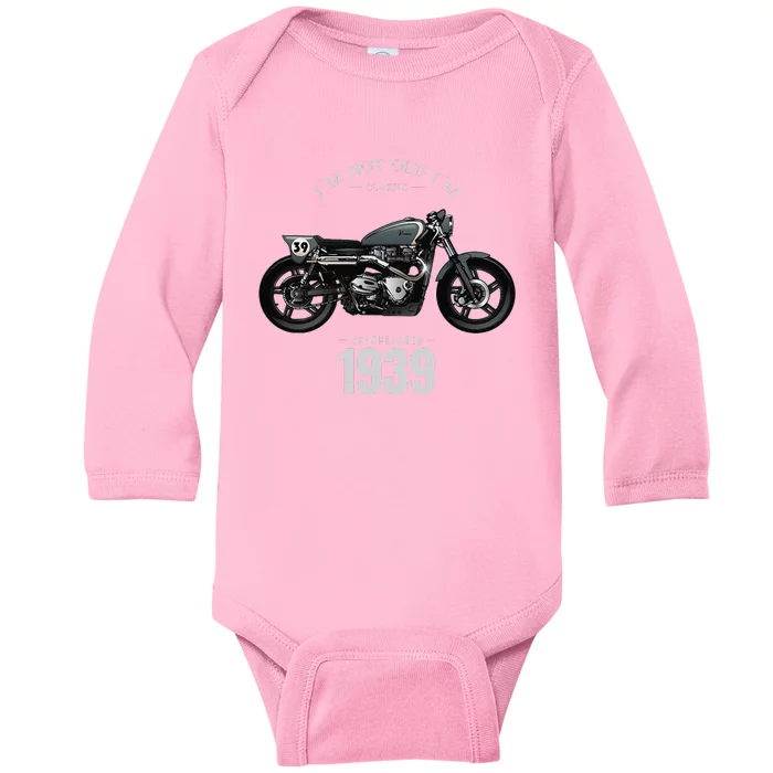 85th Birthday Gift Man Motorcycle Motorcyclist Biker 1939 Baby Long Sleeve Bodysuit