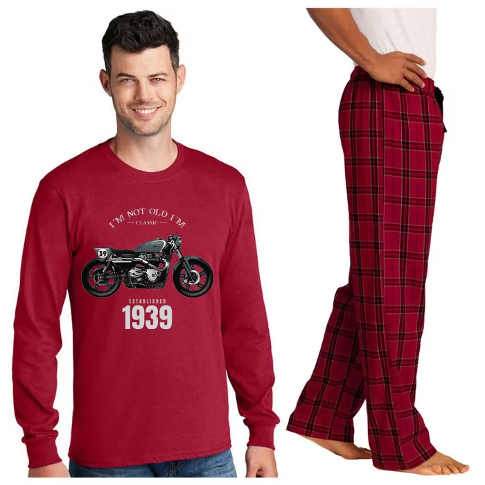 85th Birthday Gift Man Motorcycle Motorcyclist Biker 1939 Long Sleeve Pajama Set