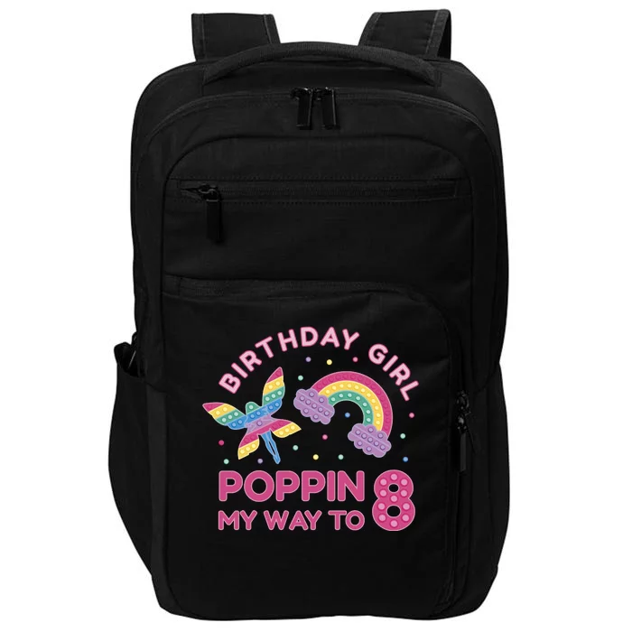 8th Birthday Girl Fairy Rainbow Impact Tech Backpack