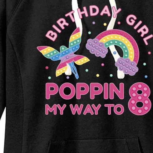 8th Birthday Girl Fairy Rainbow Women's Fleece Hoodie