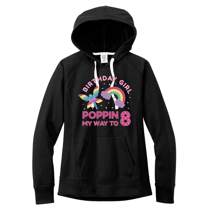 8th Birthday Girl Fairy Rainbow Women's Fleece Hoodie