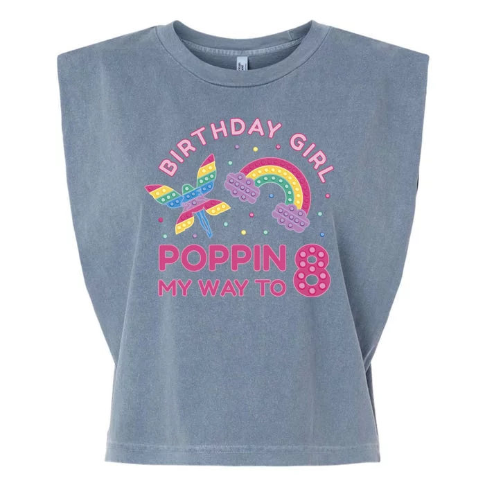 8th Birthday Girl Fairy Rainbow Garment-Dyed Women's Muscle Tee