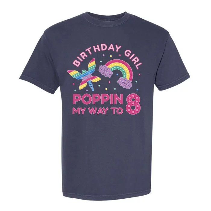 8th Birthday Girl Fairy Rainbow Garment-Dyed Heavyweight T-Shirt