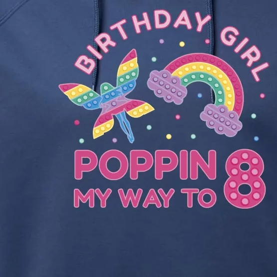 8th Birthday Girl Fairy Rainbow Performance Fleece Hoodie