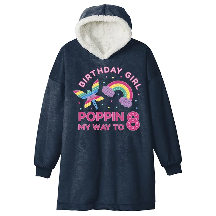 8th Birthday Girl Fairy Rainbow Hooded Wearable Blanket