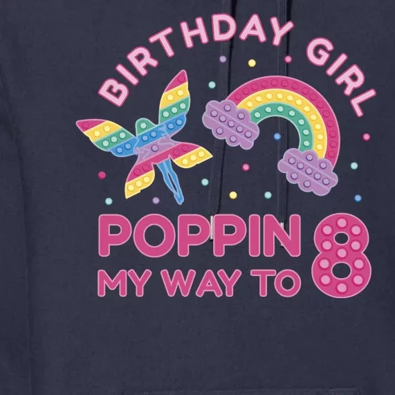 8th Birthday Girl Fairy Rainbow Premium Hoodie