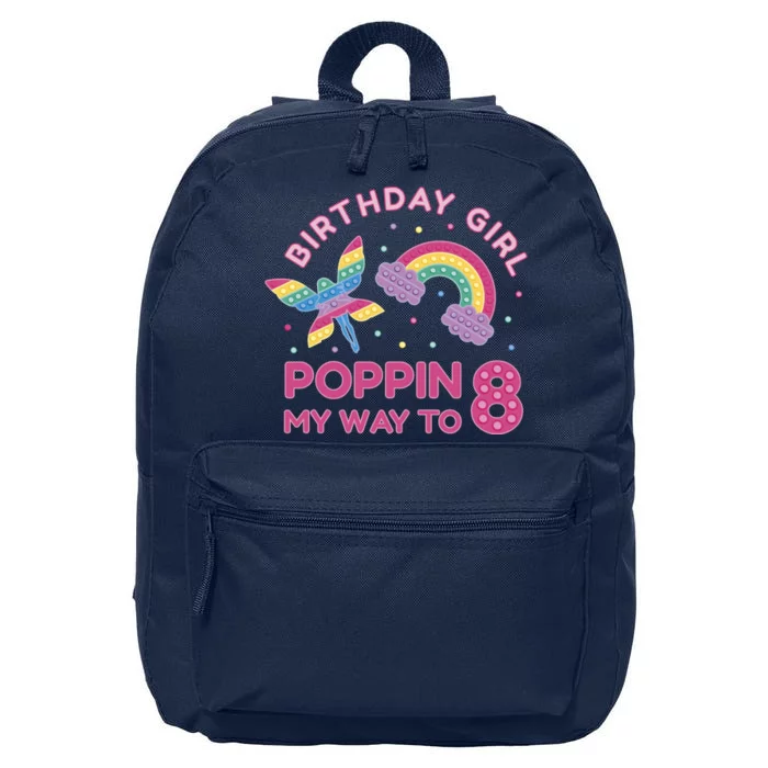 8th Birthday Girl Fairy Rainbow 16 in Basic Backpack