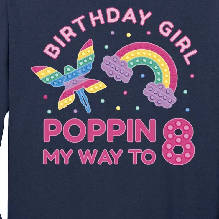 8th Birthday Girl Fairy Rainbow Tall Long Sleeve T-Shirt