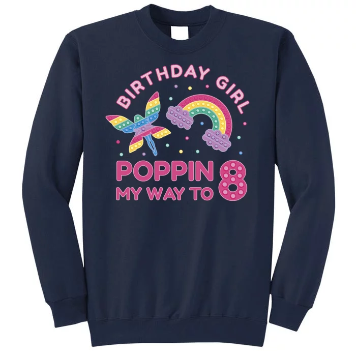 8th Birthday Girl Fairy Rainbow Tall Sweatshirt