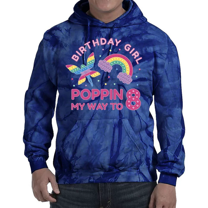 8th Birthday Girl Fairy Rainbow Tie Dye Hoodie