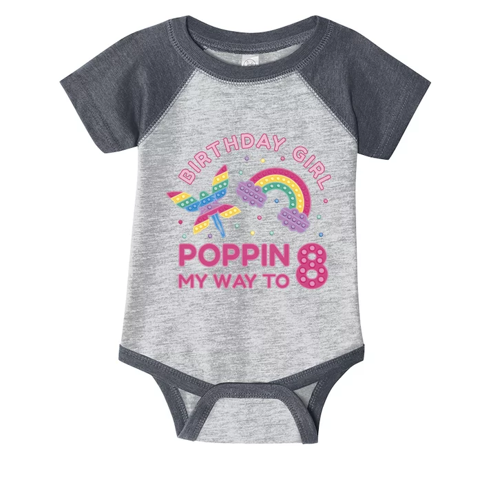 8th Birthday Girl Fairy Rainbow Infant Baby Jersey Bodysuit