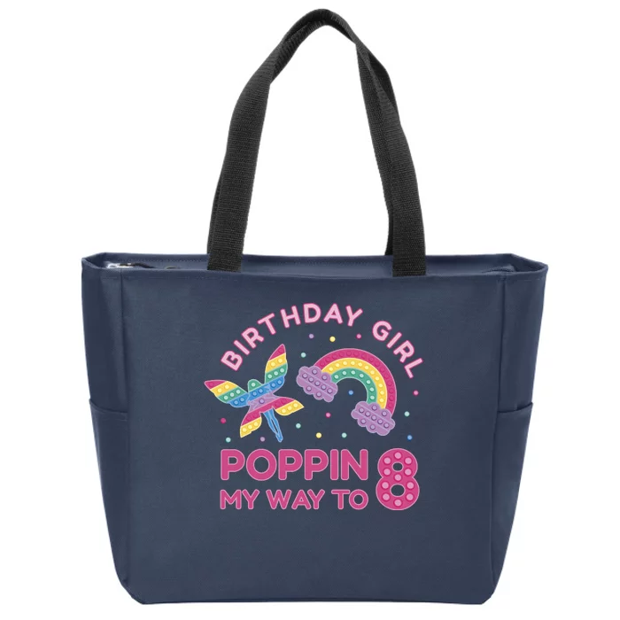 8th Birthday Girl Fairy Rainbow Zip Tote Bag