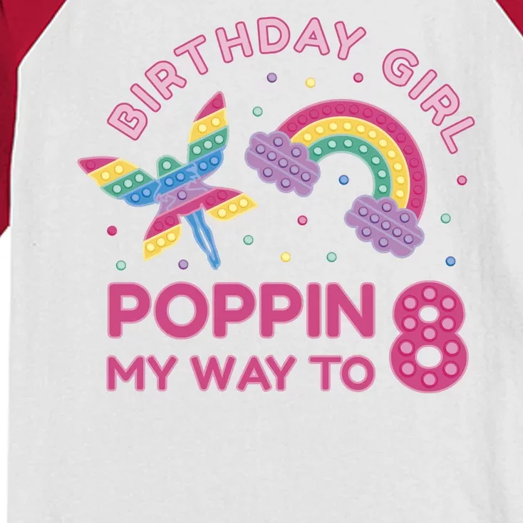 8th Birthday Girl Fairy Rainbow Kids Colorblock Raglan Jersey