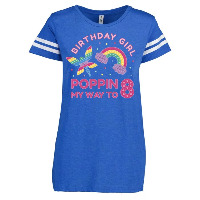 8th Birthday Girl Fairy Rainbow Enza Ladies Jersey Football T-Shirt