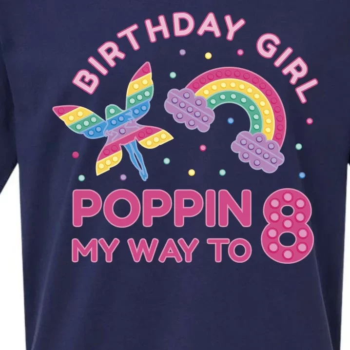 8th Birthday Girl Fairy Rainbow Sueded Cloud Jersey T-Shirt