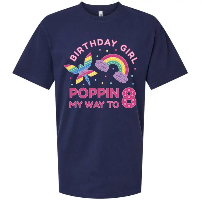 8th Birthday Girl Fairy Rainbow Sueded Cloud Jersey T-Shirt