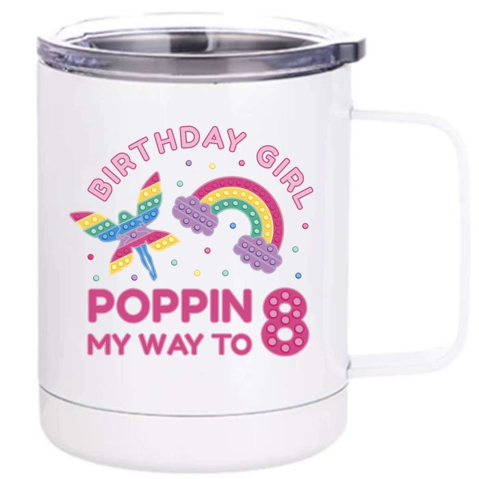 8th Birthday Girl Fairy Rainbow Front & Back 12oz Stainless Steel Tumbler Cup