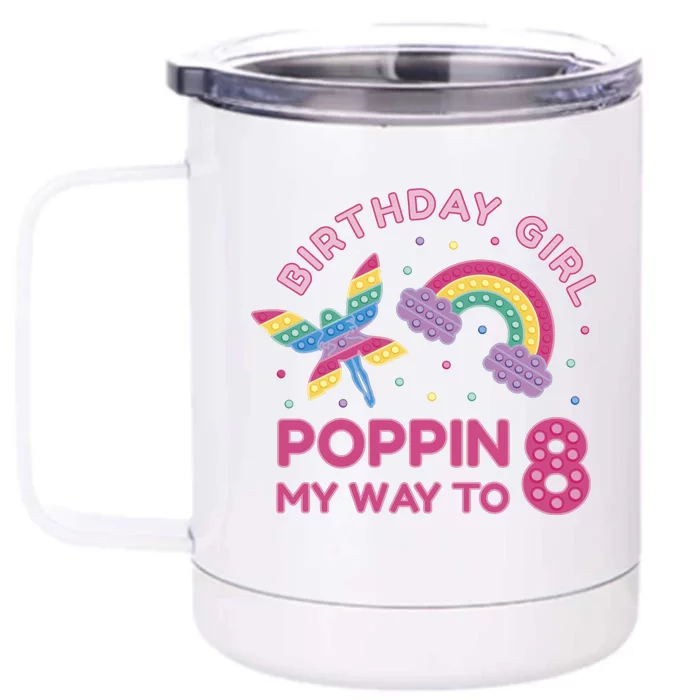 8th Birthday Girl Fairy Rainbow Front & Back 12oz Stainless Steel Tumbler Cup