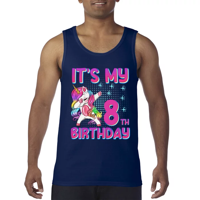 8th Birthday Girl Unicorn Eight Year Old Tank Top