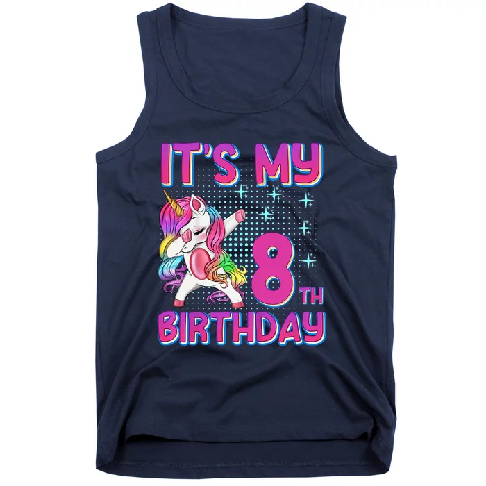 8th Birthday Girl Unicorn Eight Year Old Tank Top