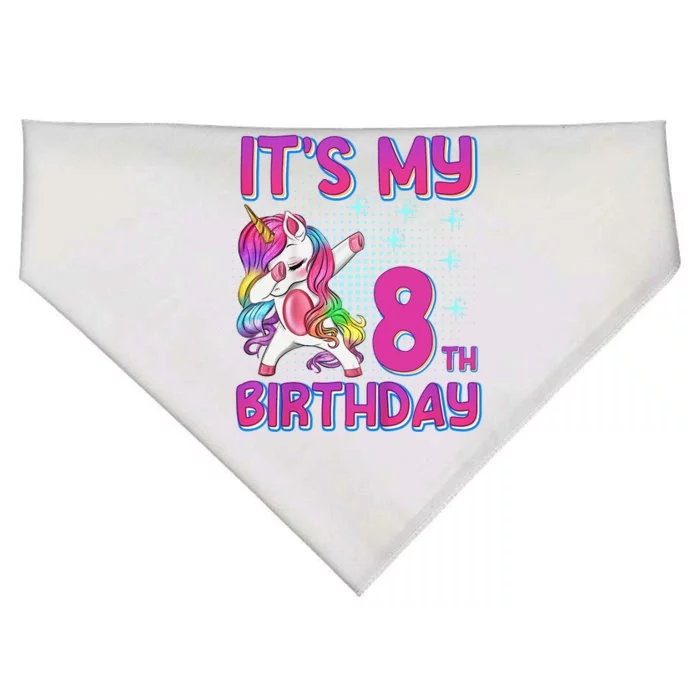 8th Birthday Girl Unicorn Eight Year Old USA-Made Doggie Bandana