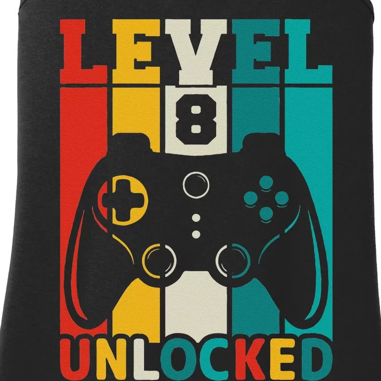 8th Birthday Gaming Gift, Gaming Birthday Level 8 Unlocked Ladies Essential Tank