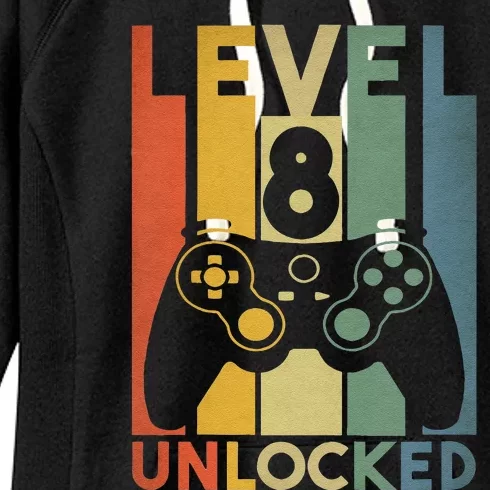 8th Birthday Gifts Level 8 Unlocked Funny Video Gamer Women's Fleece Hoodie