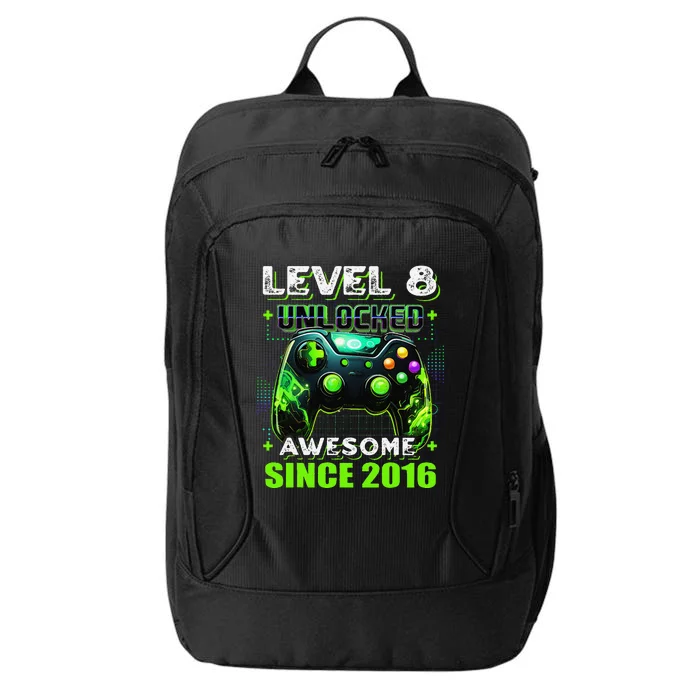 8th Birthday Gamer 8 Year Old Funny Bday Boy Eight Son City Backpack