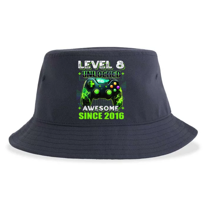 8th Birthday Gamer 8 Year Old Funny Bday Boy Eight Son Sustainable Bucket Hat