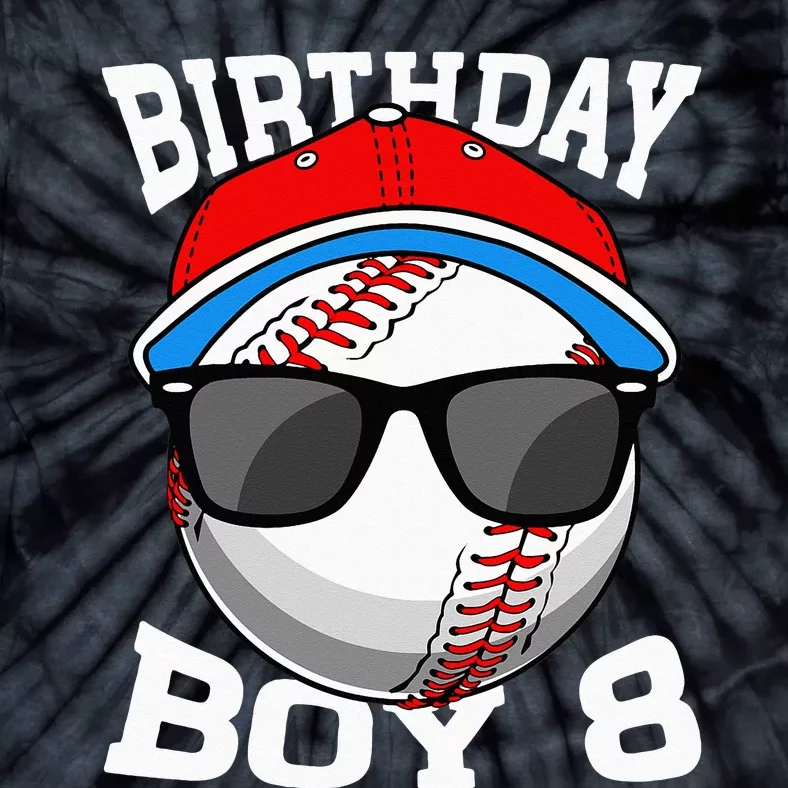 8th Birthday Gift Baseball Player 8 Years Old Tie-Dye T-Shirt