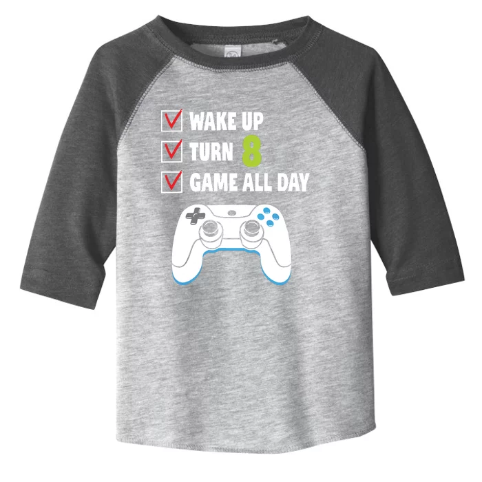 8th Birthday Gamer Video Games Gaming 8 Years Old Boy Toddler Fine Jersey T-Shirt