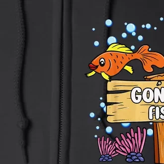 8th Birthday Gone Fishin Sign Underwater Ocean Full Zip Hoodie