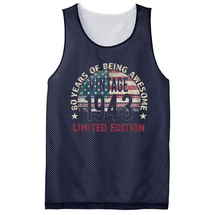 80th Birthday Gift Men Vintage 1943 80 Years Old USA Flag Mesh Reversible Basketball Jersey Tank