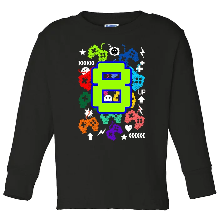 8th Birthday Gamer Its My Birthday 8 Toddler Long Sleeve Shirt