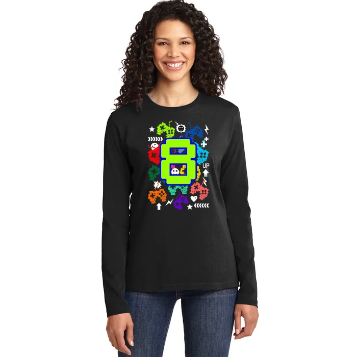 8th Birthday Gamer Its My Birthday 8 Ladies Long Sleeve Shirt