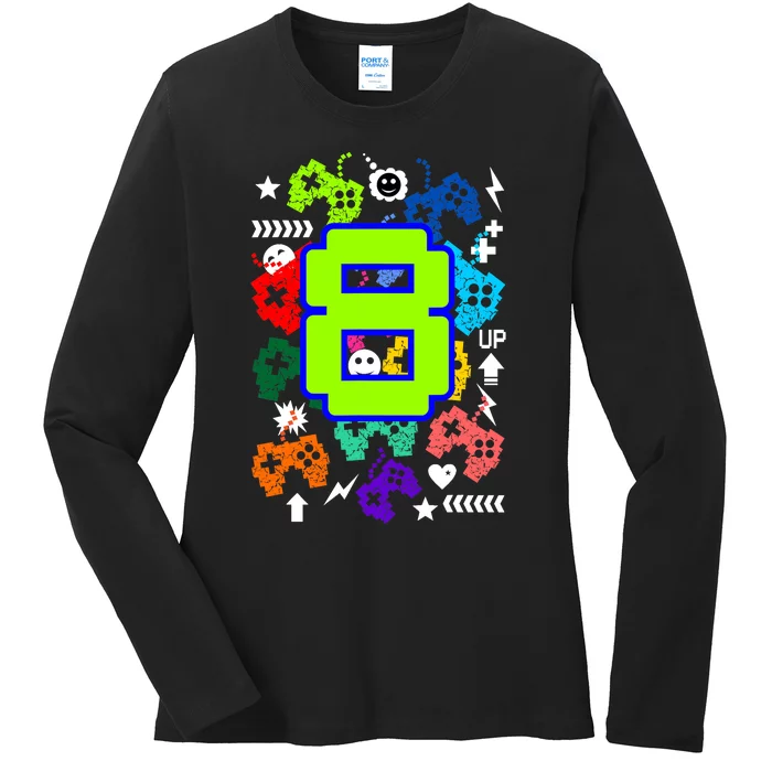 8th Birthday Gamer Its My Birthday 8 Ladies Long Sleeve Shirt