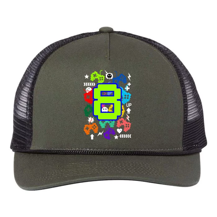 8th Birthday Gamer Its My Birthday 8 Retro Rope Trucker Hat Cap