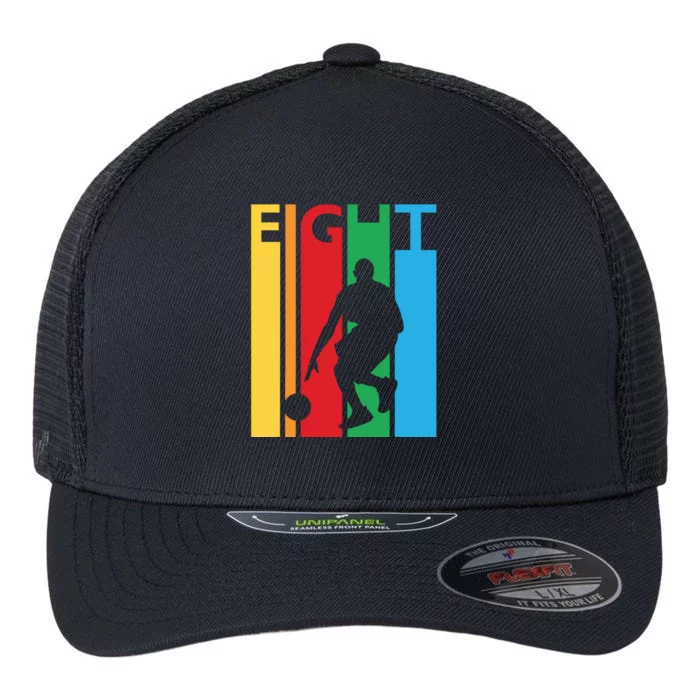 8th Birthday Gift Eight Colorful Basketball 8 Year Old Flexfit Unipanel Trucker Cap