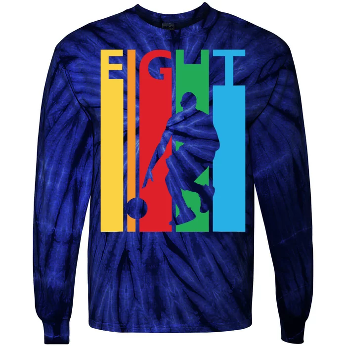 8th Birthday Gift Eight Colorful Basketball 8 Year Old Tie-Dye Long Sleeve Shirt