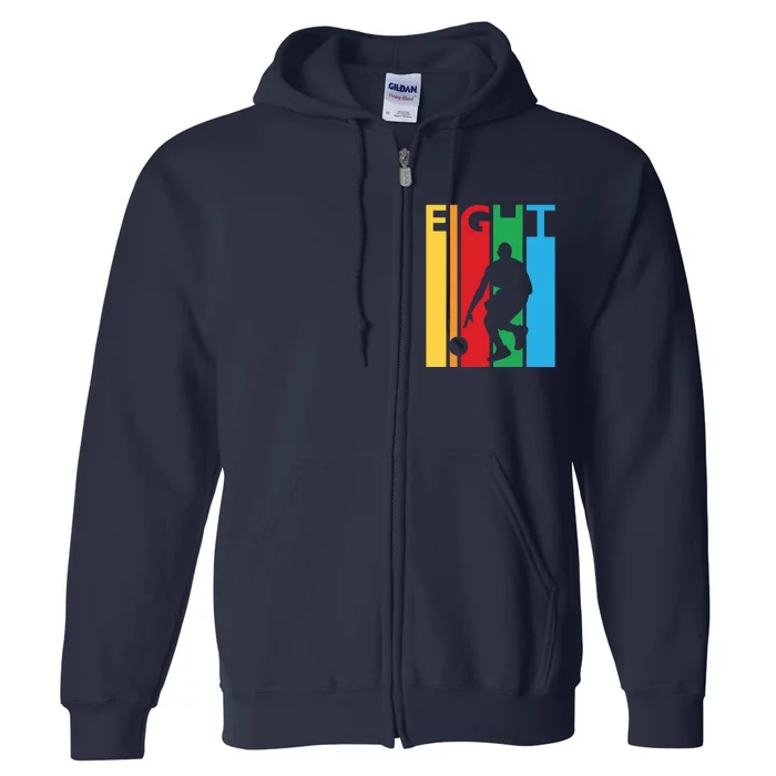 8th Birthday Gift Eight Colorful Basketball 8 Year Old Full Zip Hoodie