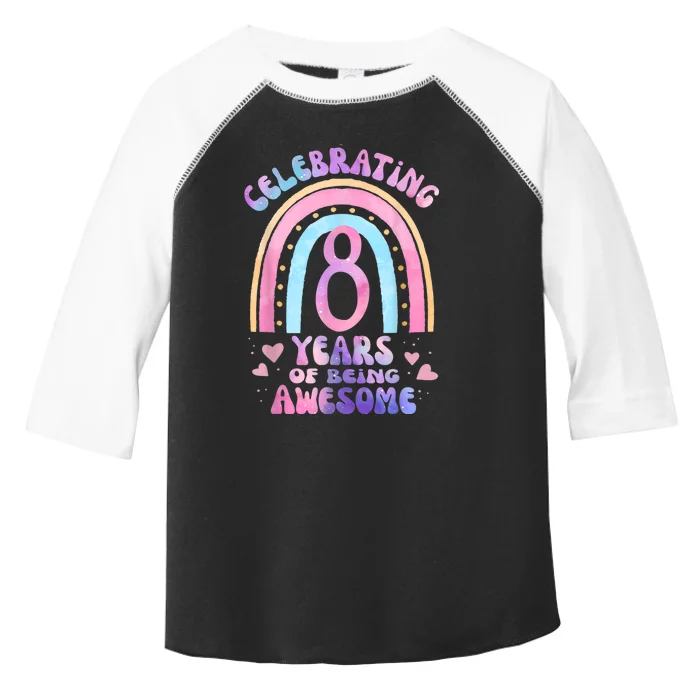 8th Birthday Girl Tie Dye 8 Years Of Being Awesome Bday Toddler Fine Jersey T-Shirt