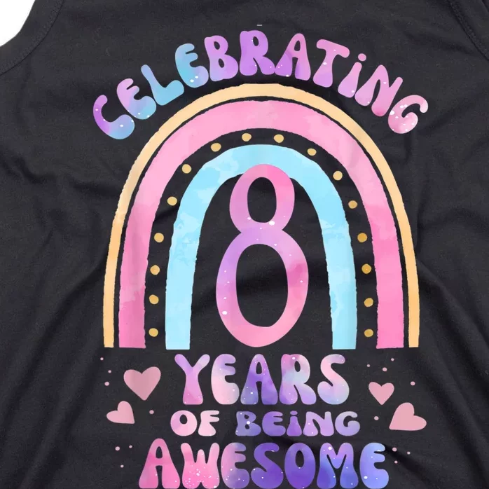 8th Birthday Girl Tie Dye 8 Years Of Being Awesome Bday Tank Top