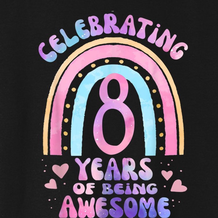 8th Birthday Girl Tie Dye 8 Years Of Being Awesome Bday Women's Crop Top Tee