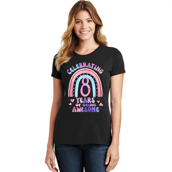 8th Birthday Girl Tie Dye 8 Years Of Being Awesome Bday Women's T-Shirt