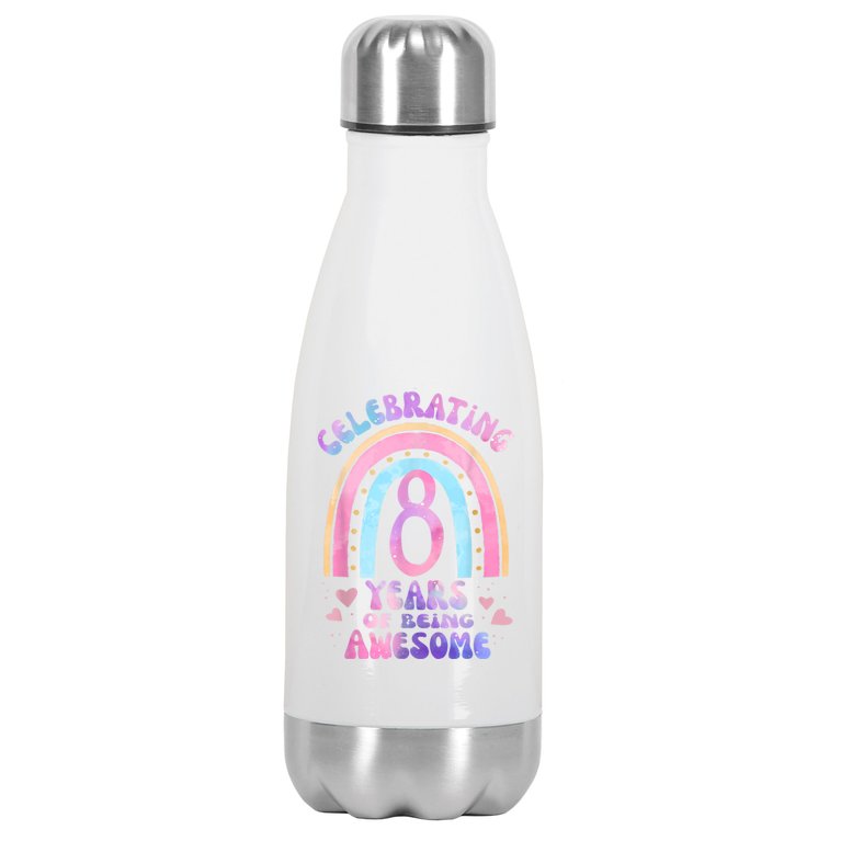 8th Birthday Girl Tie Dye 8 Years Of Being Awesome Bday Stainless Steel Insulated Water Bottle