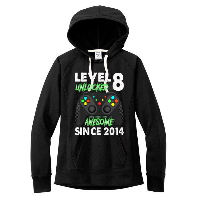 8Th Birthday  Level 8 Unlocked Awesome 2014 Video Gamer Women's Fleece Hoodie